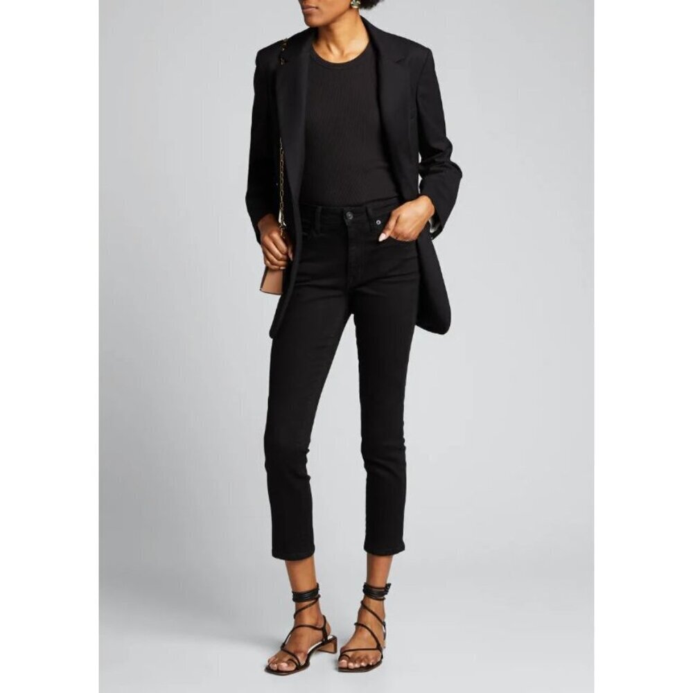 SLVRLAKE Lou Lou Cropped Straight-Leg Jeans in Black Size 27